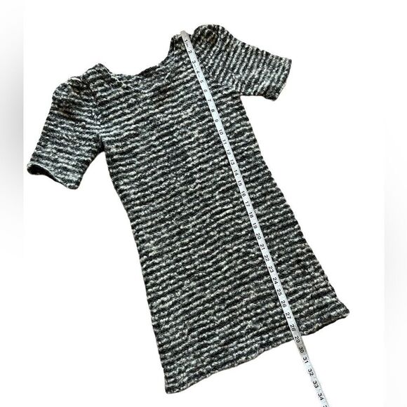 Knit Short Sleeve Scoop Neck Grey & Black Mini Dress XS - Picture 5 of 6